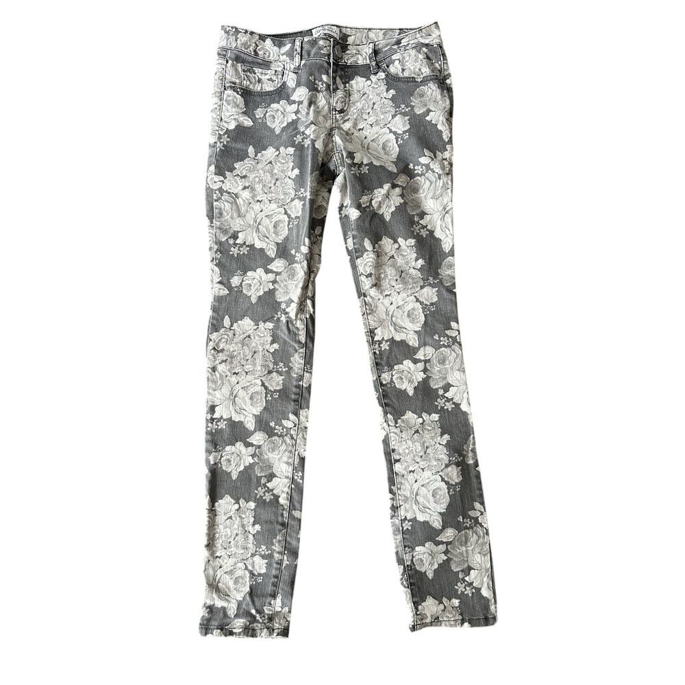 Aeropostale Women's 5/6 Gray White Floral Ultra Skinny Ashley Jeans | SKU 0597